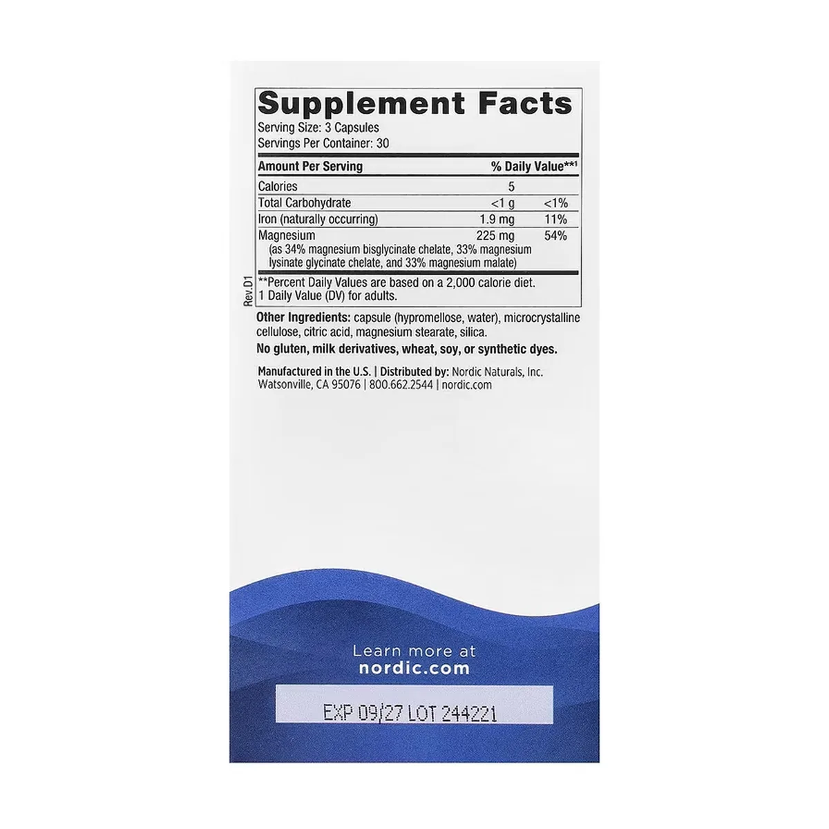 Магниевый комплекс Nordic Naturals 90 капсул Хелатный магний