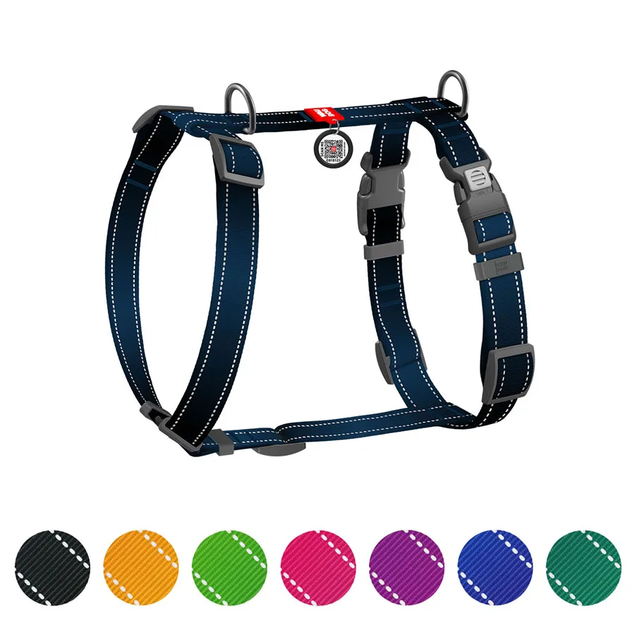Шлея анатомічна H-подібна WAUDOG Nylon Mono 20 мм 38-60 см чорна