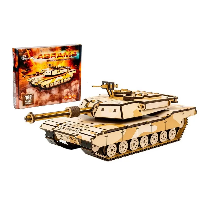 Дерев'яний 3D конструктор PuzzleOK 28х11х10 см 187 деталей кольоровий