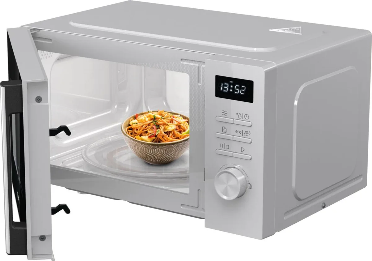 Мікрохвильова піч Gorenje, 20 л, електронне управління, 800 Вт, з дисплеєм, біла.