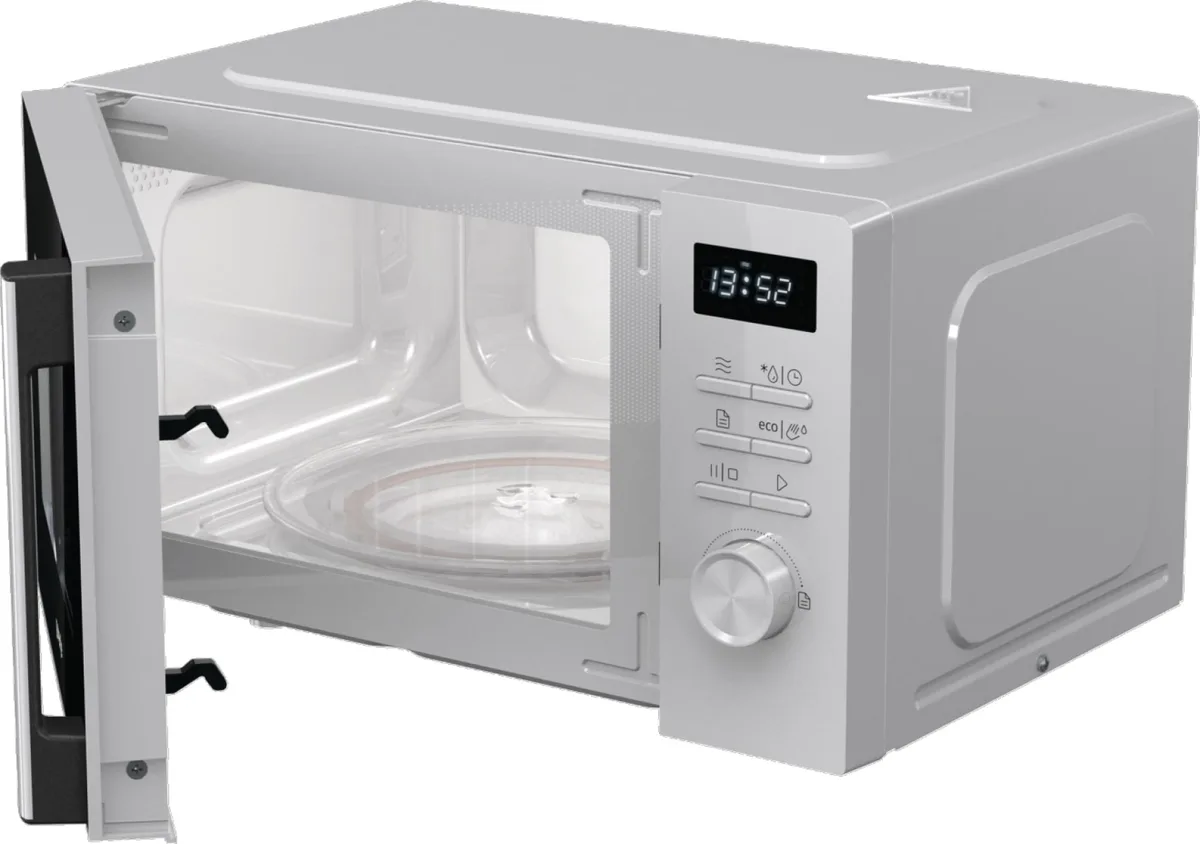 Мікрохвильова піч Gorenje, 20 л, електронне управління, 800 Вт, з дисплеєм, біла.