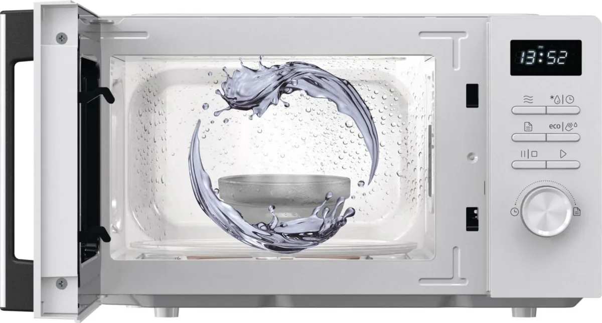 Мікрохвильова піч Gorenje, 20 л, електронне управління, 800 Вт, з дисплеєм, біла.