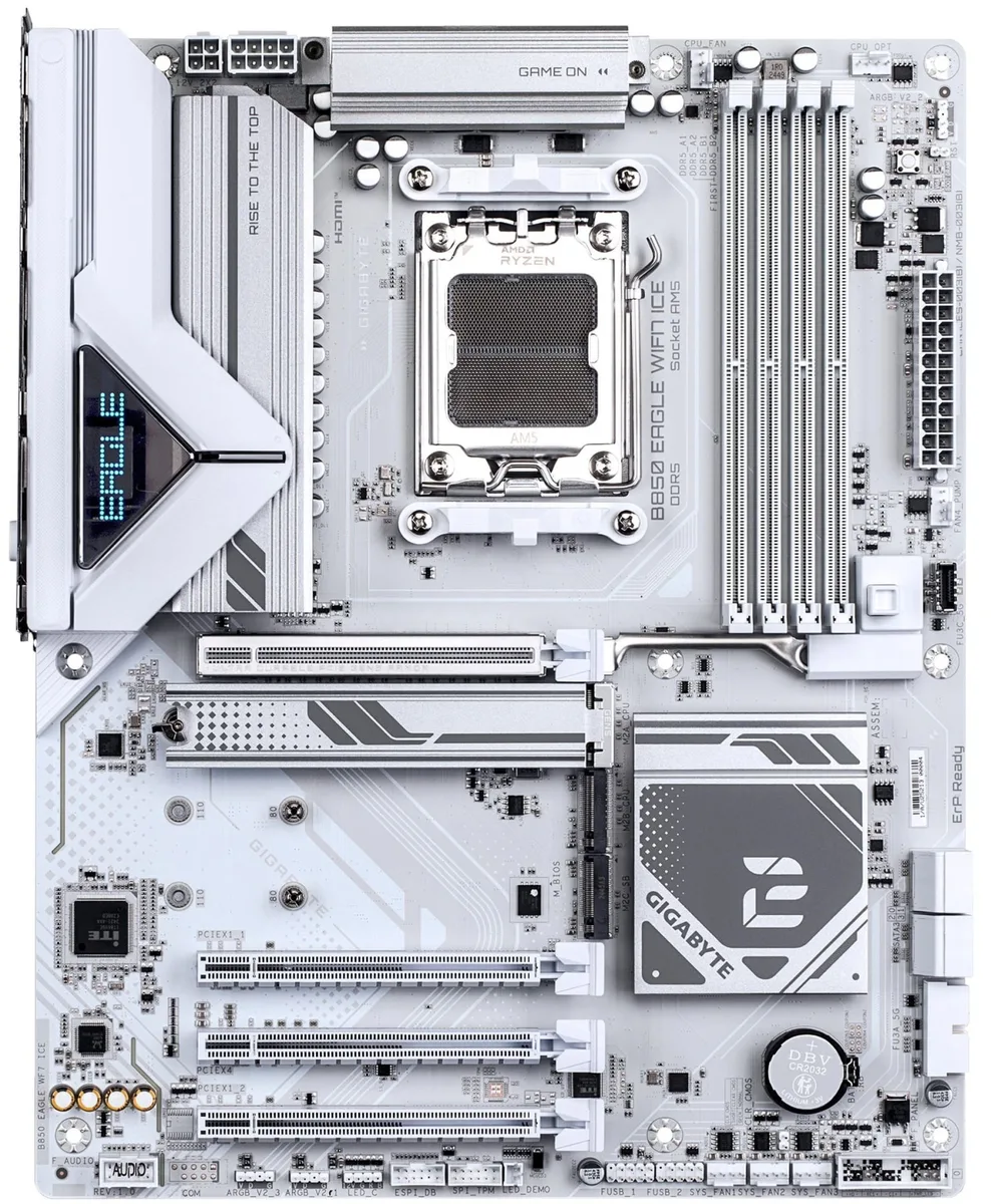 Материнська плата GIGABYTE B850 EAGLE WF7 ICE sAM5 B850 4xDDR5 M.2 HDMI DP Wi-Fi BT ATX білий