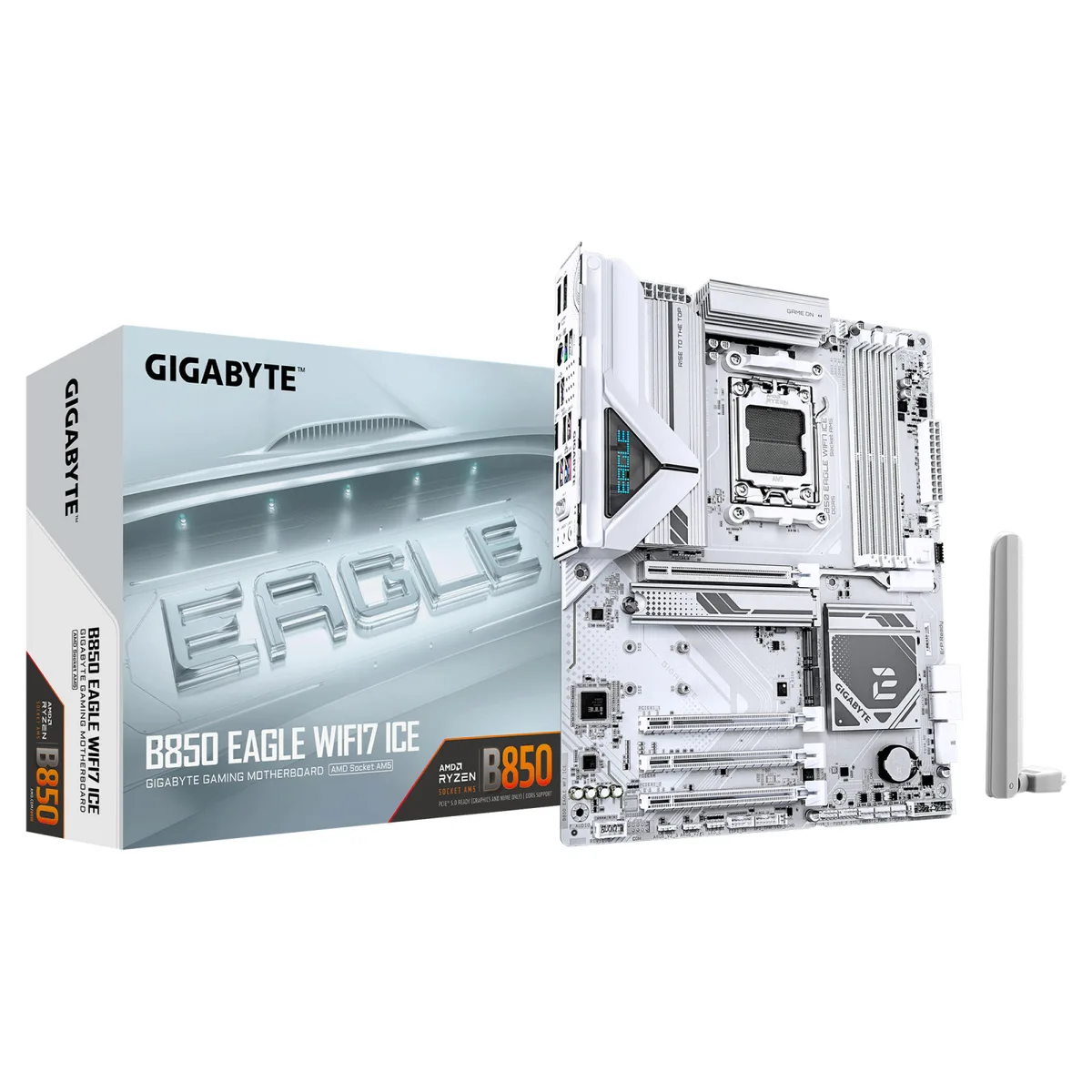 Материнська плата GIGABYTE B850 EAGLE WF7 ICE sAM5 B850 4xDDR5 M.2 HDMI DP Wi-Fi BT ATX білий
