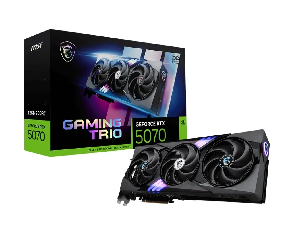 Відеокарта MSI 12GB GDDR7 GAMING TRIO активне охолодження 3 вентилятори