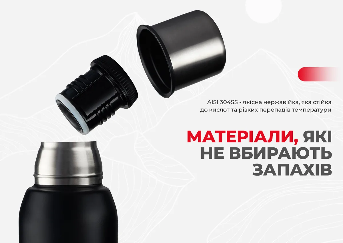 Термос Naturehike 1000 мл нержавіюча сталь чорний