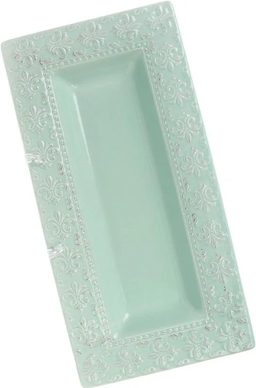 Блюдо керамічне Leeds 35,6х17,8х3,6 см зелене Shabby Chic Королівська лілія