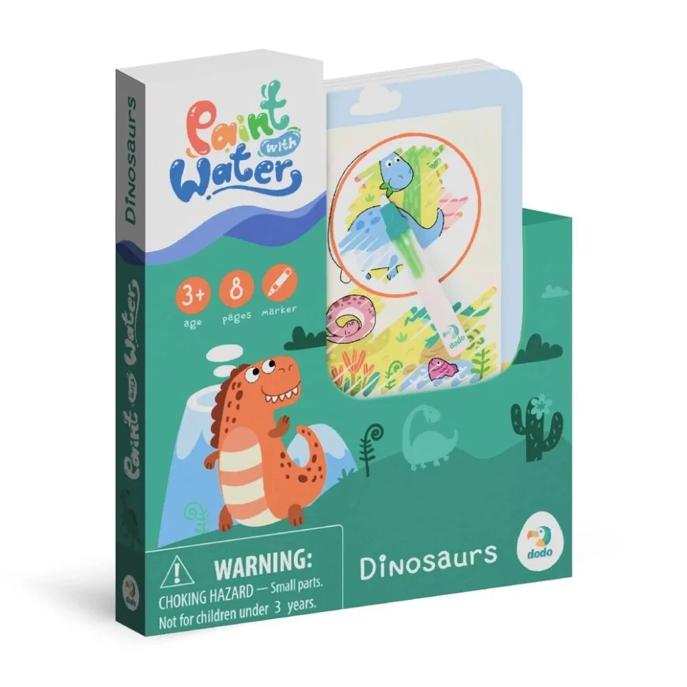 Набір водяних розмальовок DoDo Toys, папір, 8 малюнків, безпечний маркер для води