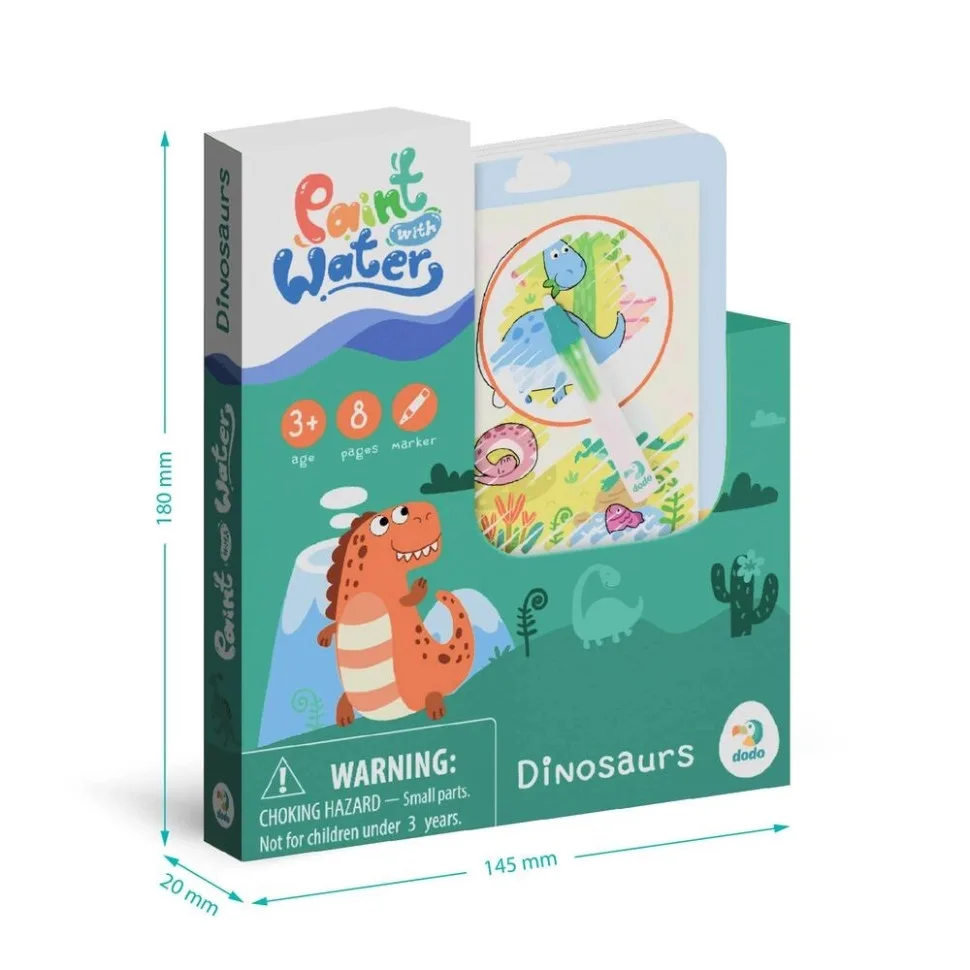 Набір водяних розмальовок DoDo Toys, папір, 8 малюнків, безпечний маркер для води
