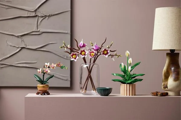 Конструктор LEGO Botanicals Гілки магнолії 435 деталей 26х28х6 см Білий Рожевий
