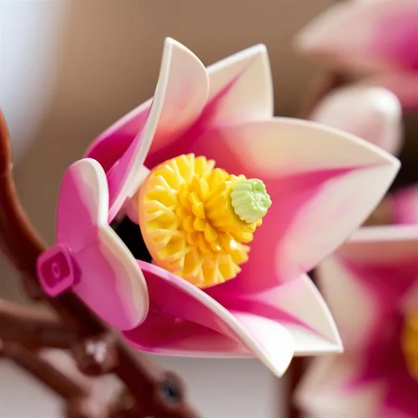 Конструктор LEGO Botanicals Гілки магнолії 435 деталей 26х28х6 см Білий Рожевий