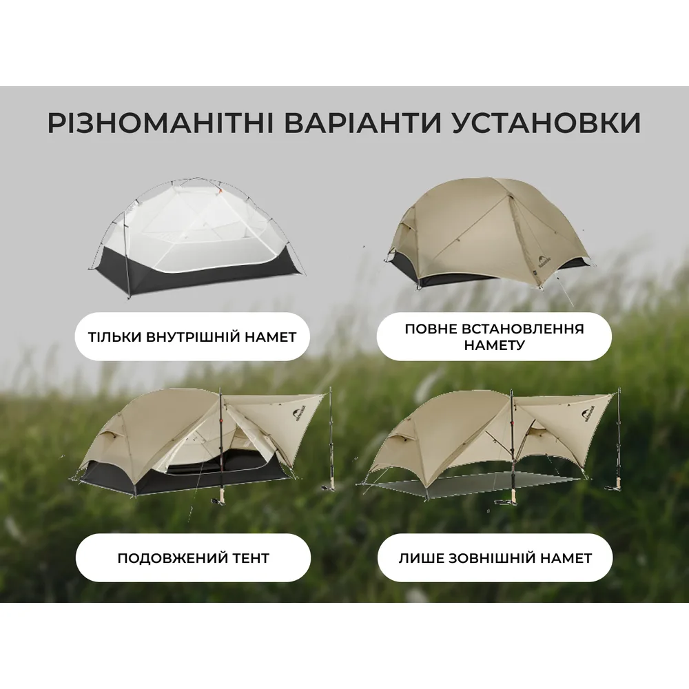 Намет двомісний Naturehike нейлон 220х240х110 см коричневий