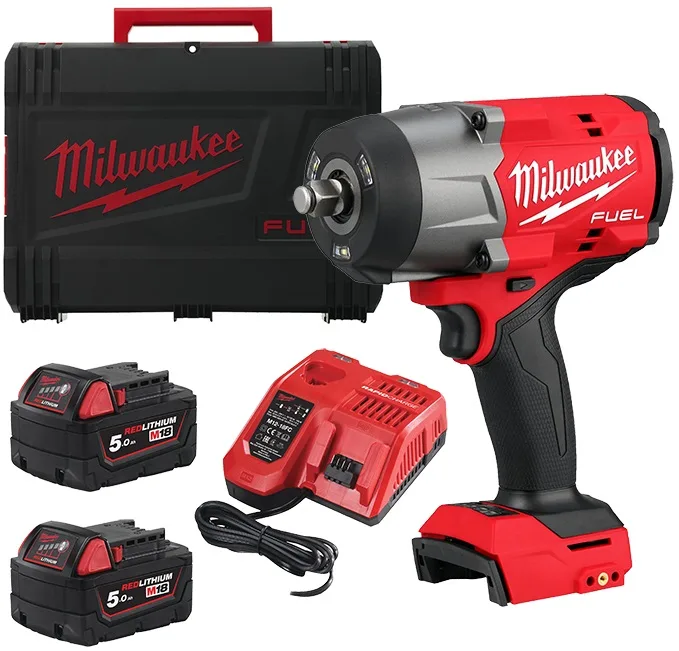 Акумуляторний ударний гайковерт Milwaukee M18 FHIW2F12-502X 18В, 2 акумулятора по 5А·год, 2034Нм, 0-2000 об/хв, 1/2" ЗП M12-18
