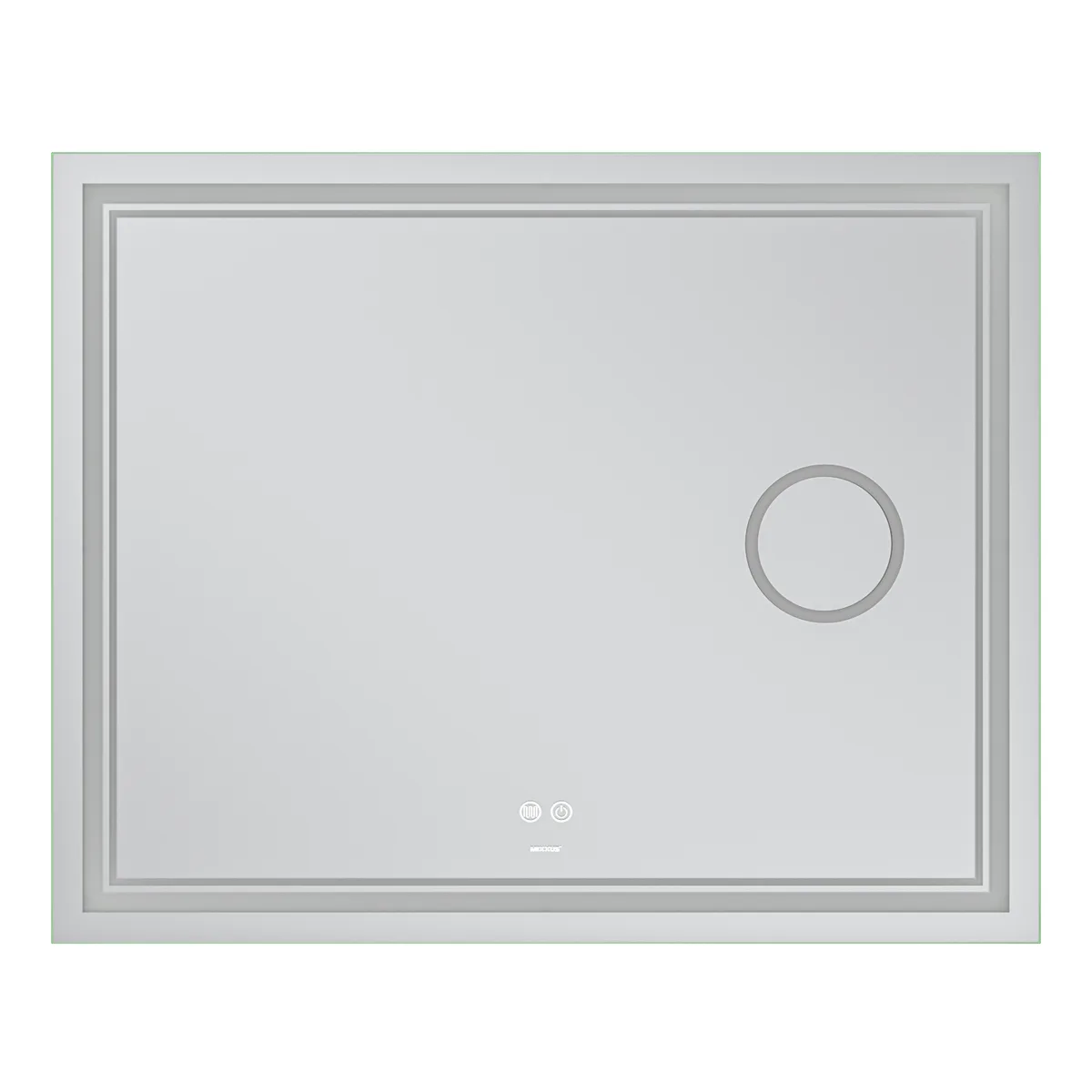 Дзеркало настінне QUADRO 100x80 см Безмідне Скло 5 мм з LED Touch Біле