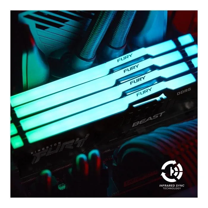 Пам'ять ПК Kingston DDR5 128GB KIT (64GBx2) 5600 FURY Beast RGB