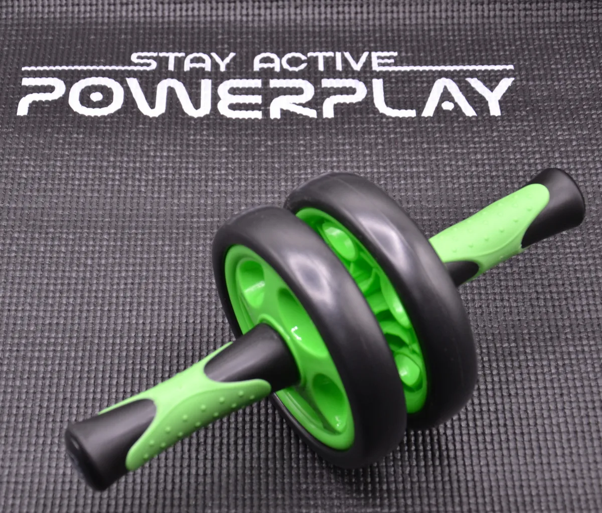 Колесо для преса Active Point ПВХ 14 см Чорне зелена ручка