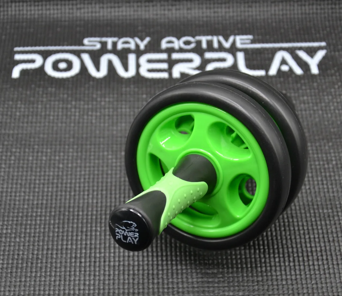 Колесо для преса Active Point ПВХ 14 см Чорне зелена ручка