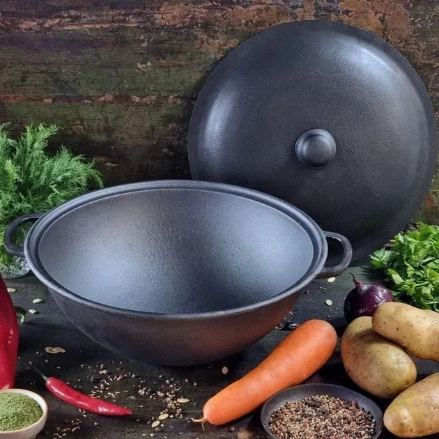 Казан узбецький WOK Maysternya чавун 8 л чорний