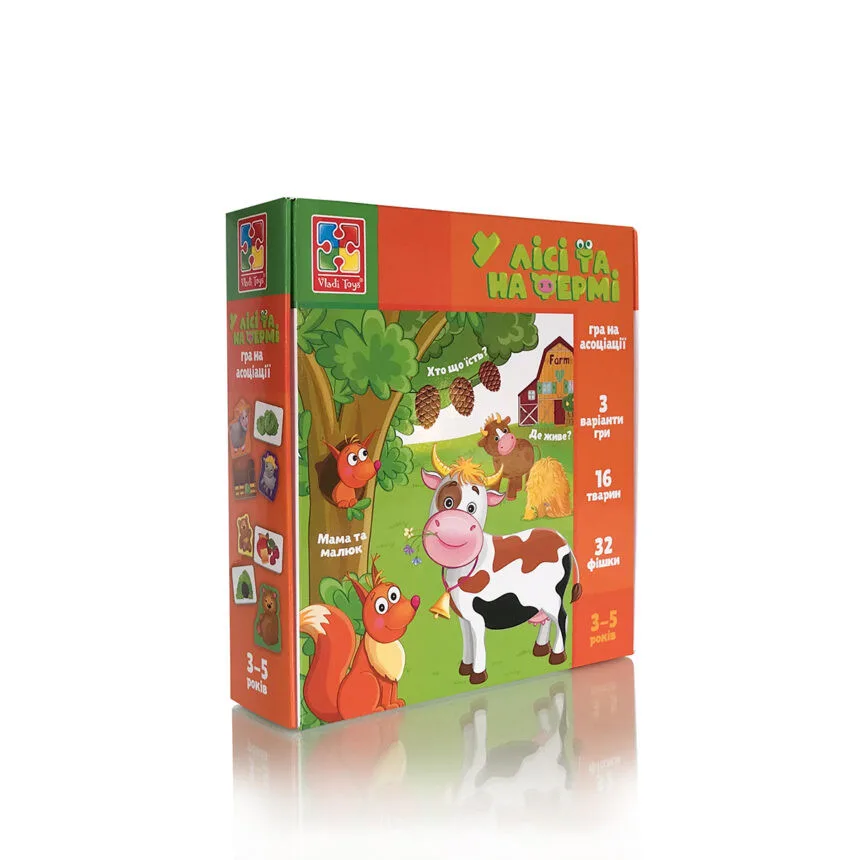 Настільна гра асоціації Vladi Toys картон 16 тварин 32 фішки мультіколор