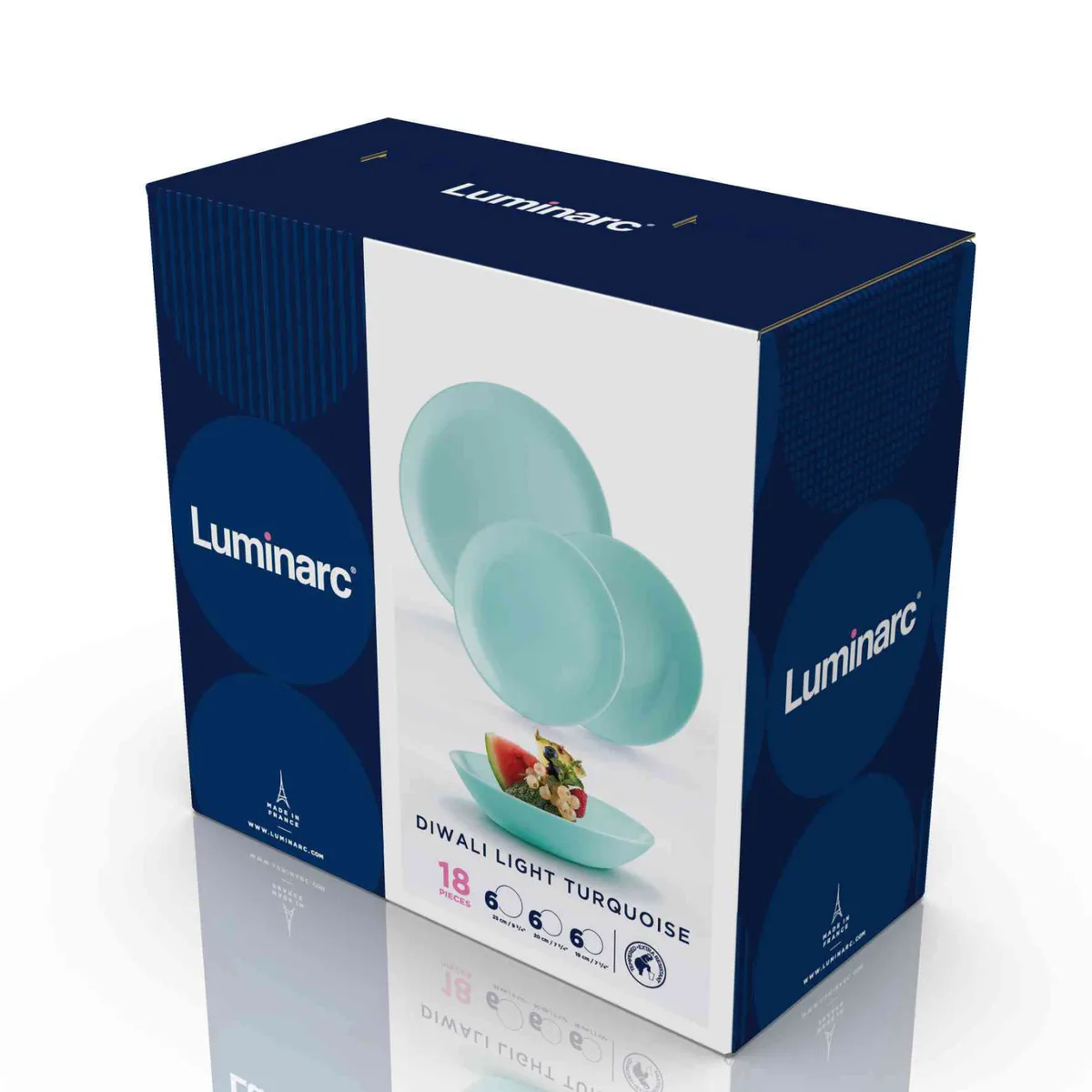 Сервис Luminarc, закаленное стекло, 18 предметов, бирюзовый для 6 человек.
