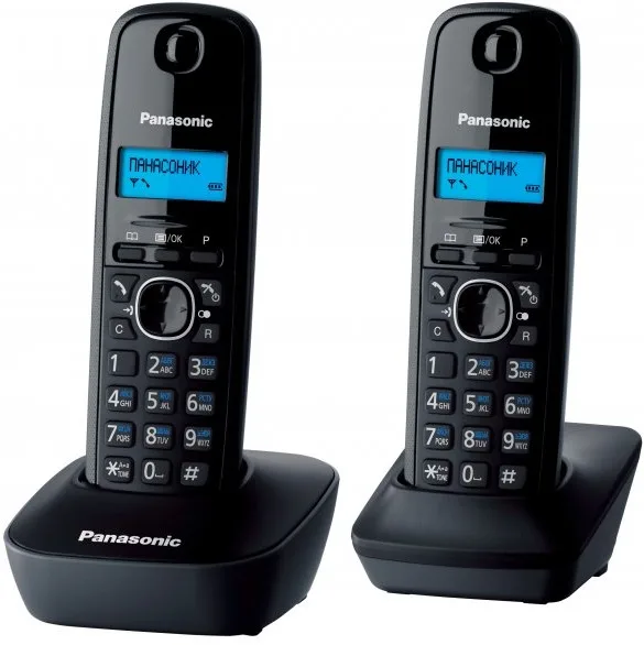 Радіотелефон Panasonic DECT чорний сірий 2 трубки