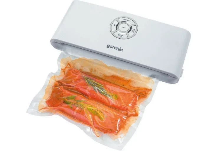 Вакуумный упаковщик Gorenje, 120 Вт, 30 см, электронное управление, +10 пакетов, пластиковый, белый