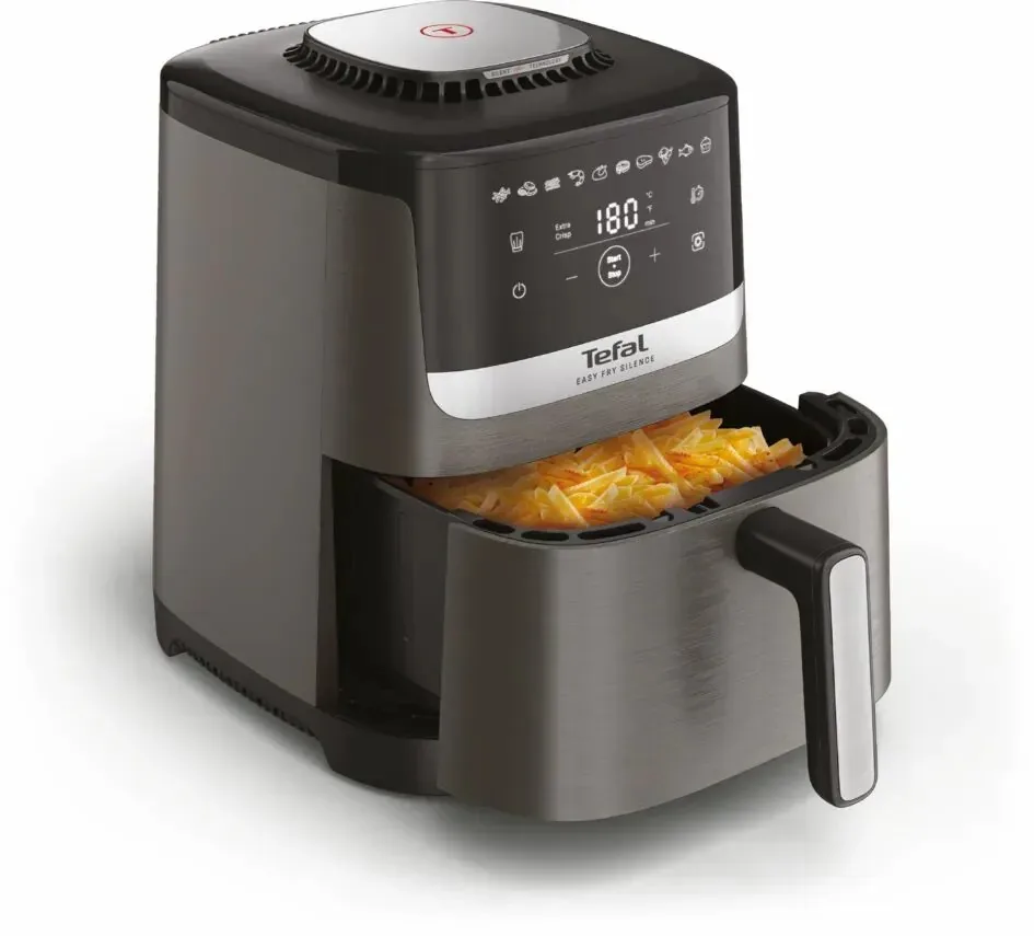Мультипіч Tefal Easy Fry Silence, 1670Вт, об'єм 5л, сенсорне управління, 10 режимів приготування, пластик, темно-сірий та чорний.