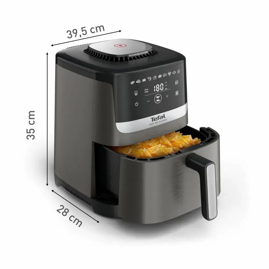 Мультипіч Tefal Easy Fry Silence, 1670Вт, об'єм 5л, сенсорне управління, 10 режимів приготування, пластик, темно-сірий та чорний.