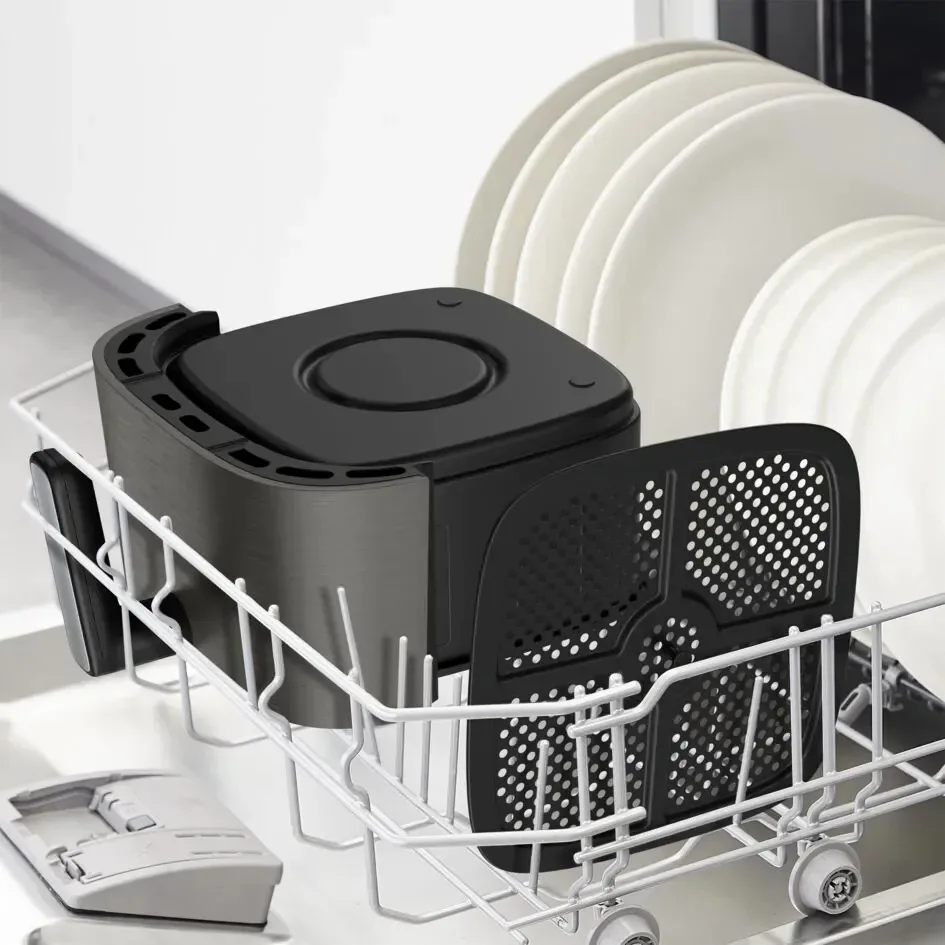 Мультипіч Tefal Easy Fry Silence, 1670Вт, об'єм 5л, сенсорне управління, 10 режимів приготування, пластик, темно-сірий та чорний.