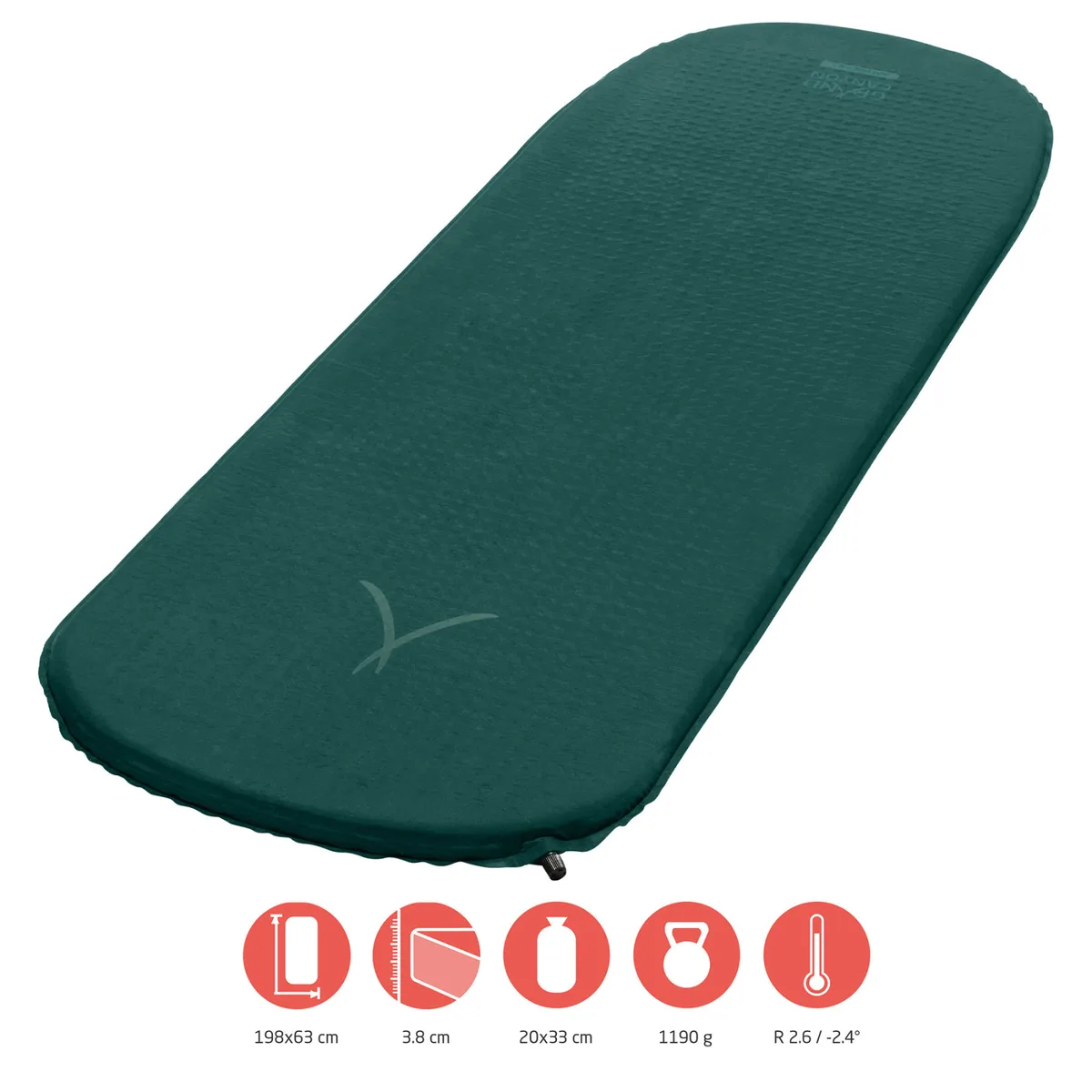 Килимок самонадувний Grand Canyon Polyester 198х63х3,8 см Зелений