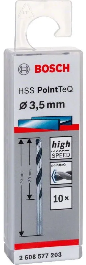Свердло по металу Bosch HSS-PointTeQ 3,5 мм 10 шт спіральні свердла для швидкого свердління металу