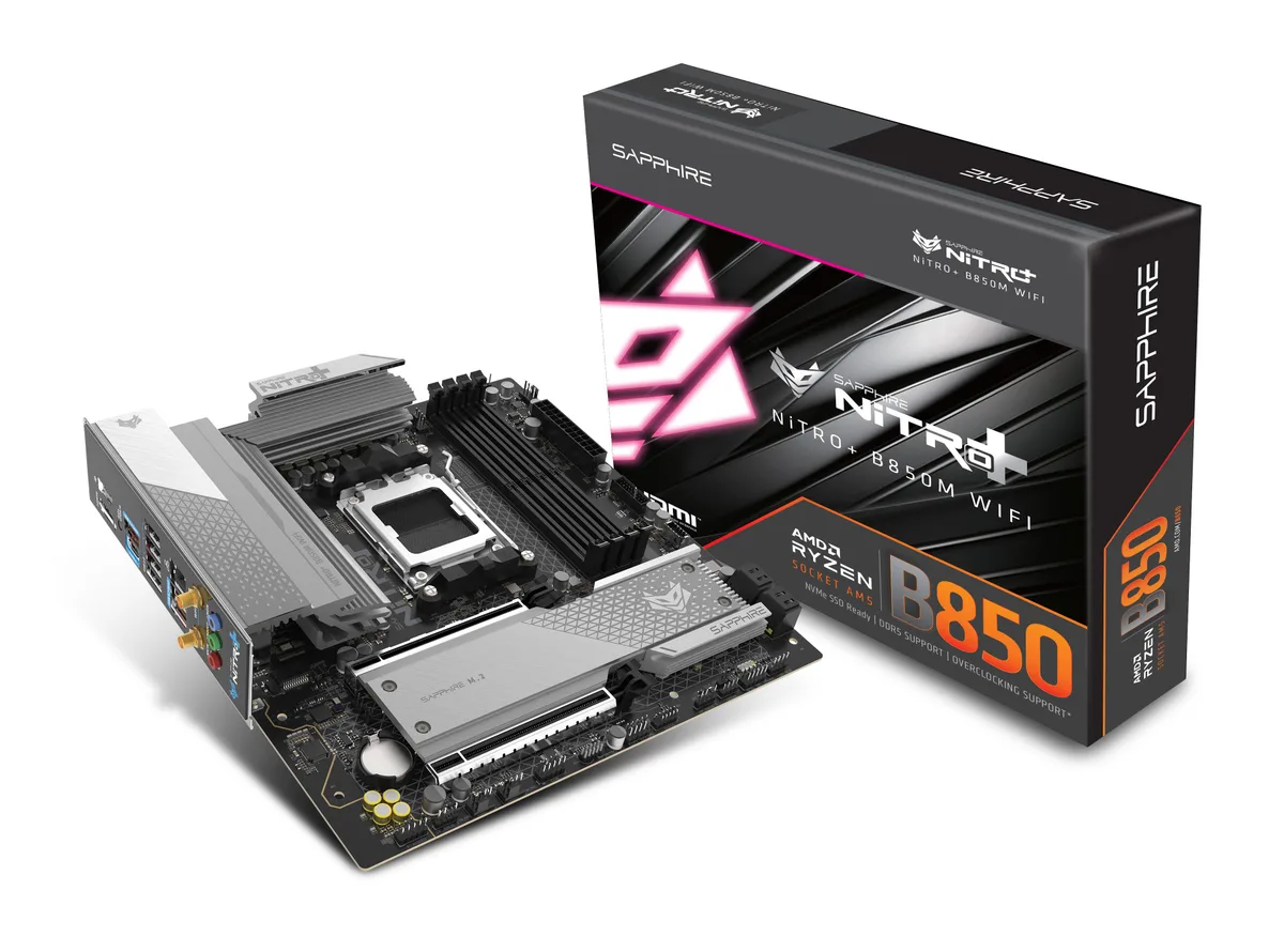 Материнcька плата SAPPHIRE NITRO+ B850M WIFI sAM5 B850 4xDDR5 M.2 HDMI DP Wi-Fi BT mATX