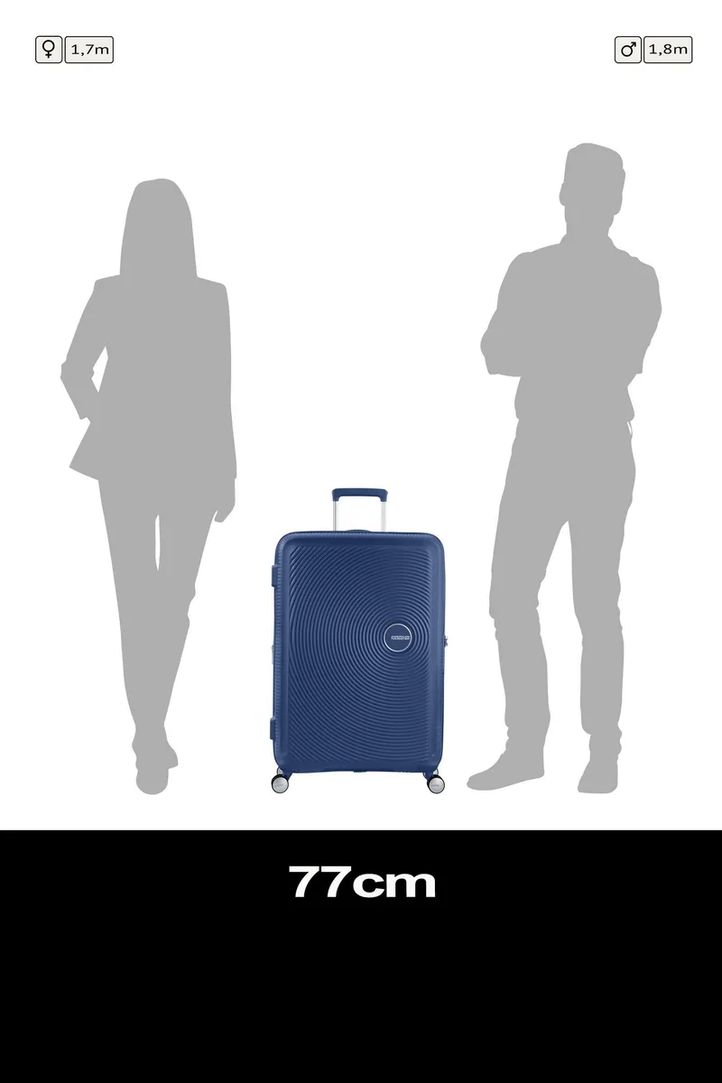 Валіза American Tourister, Soundbox, поліпропілен, велика, 77см,  97/110л, TSA, 4 колеса, EXP, темно-синій