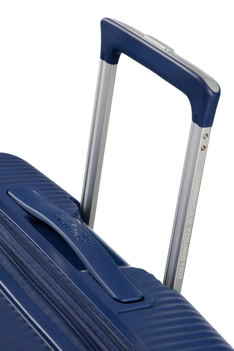Валіза American Tourister, Soundbox, поліпропілен, велика, 77см,  97/110л, TSA, 4 колеса, EXP, темно-синій