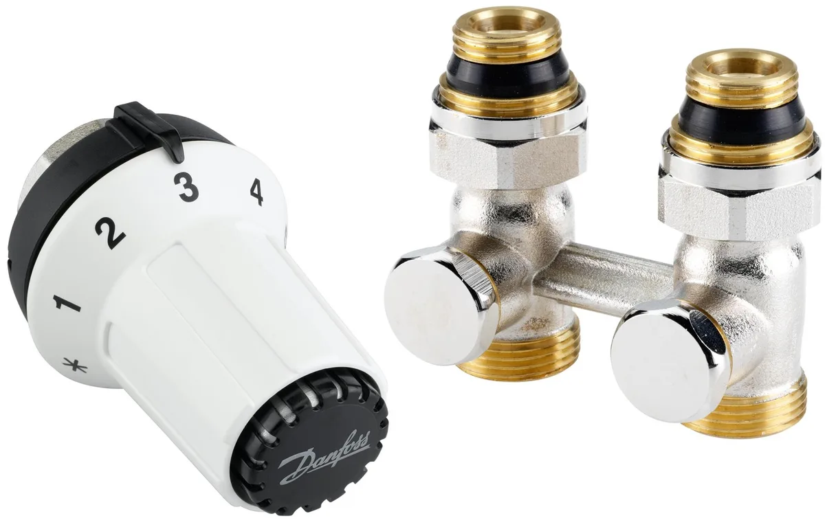 Комплект термостатичний Danfoss RAS-CK + RLV-KS, H-подібний, нижнє підкл, M30x1.5,   1/2", прямий