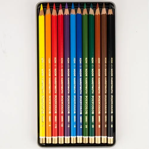 Художні кольорові олівці KOH-I-NOOR POLYCOLOR 12 кол. для малювання та графіки яскраві пігментні олівці.
