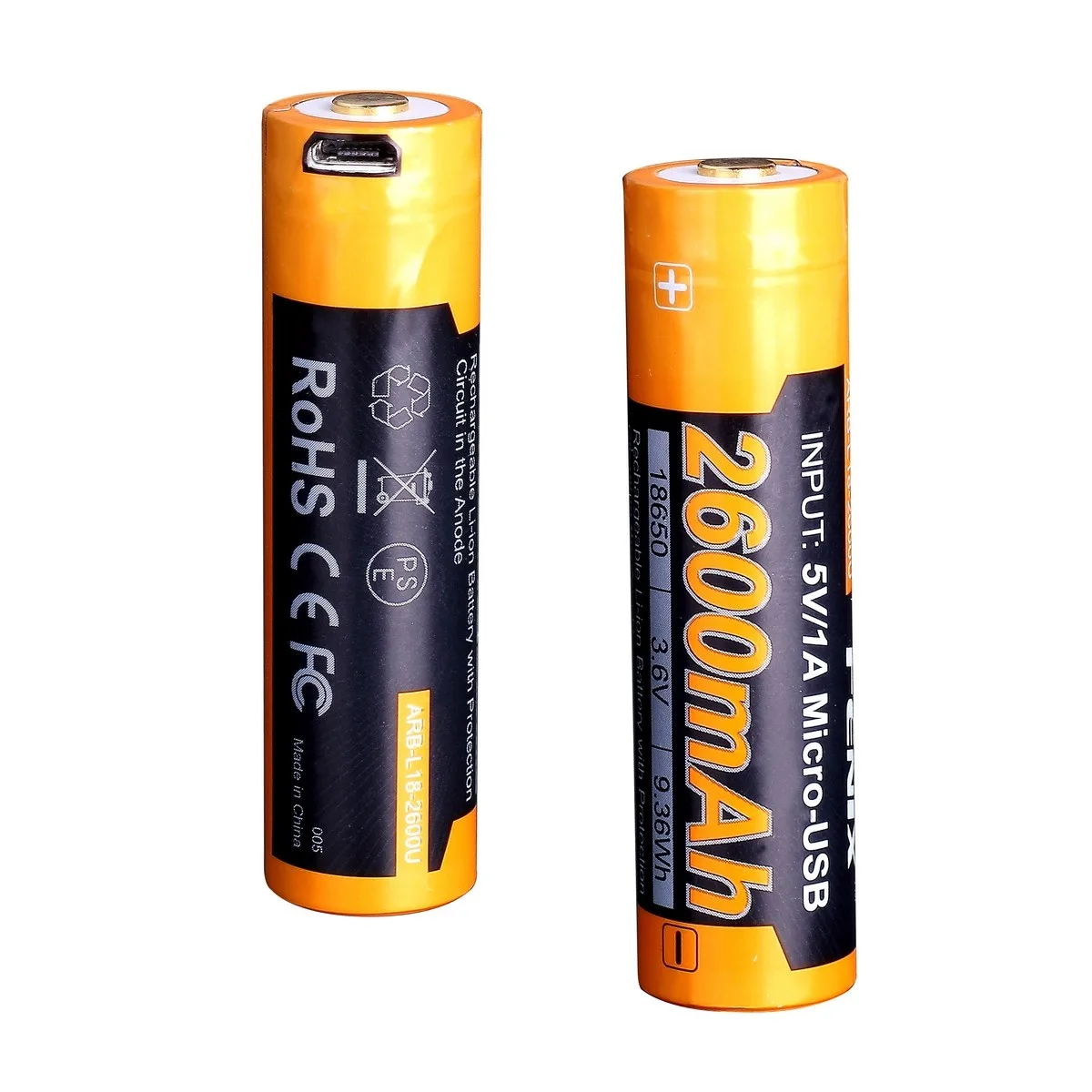 Аккумулятор Li-Ion 18650 Fenix 2600 mAh с USB зарядкой