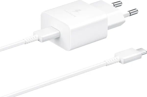 Мережевий зарядний пристрій Samsung 15 Вт USB Type-C Білий з кабелем