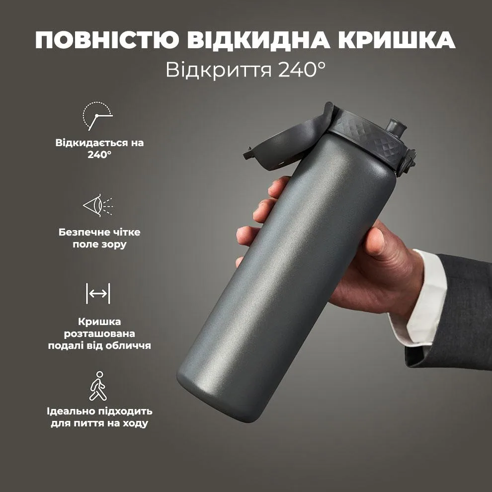 Бутылка для воды ION8 нержавеющая сталь 920 мл серая.