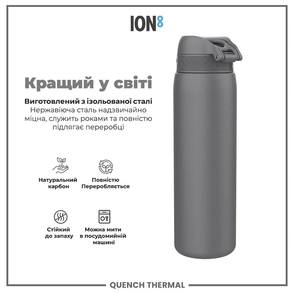 Бутылка для воды ION8 нержавеющая сталь 920 мл серая.