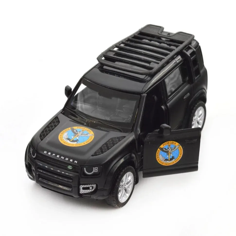 Автомодель TechnoDrive металева 1:43 зелена Шеврони Героїв Land Rover Defender 110