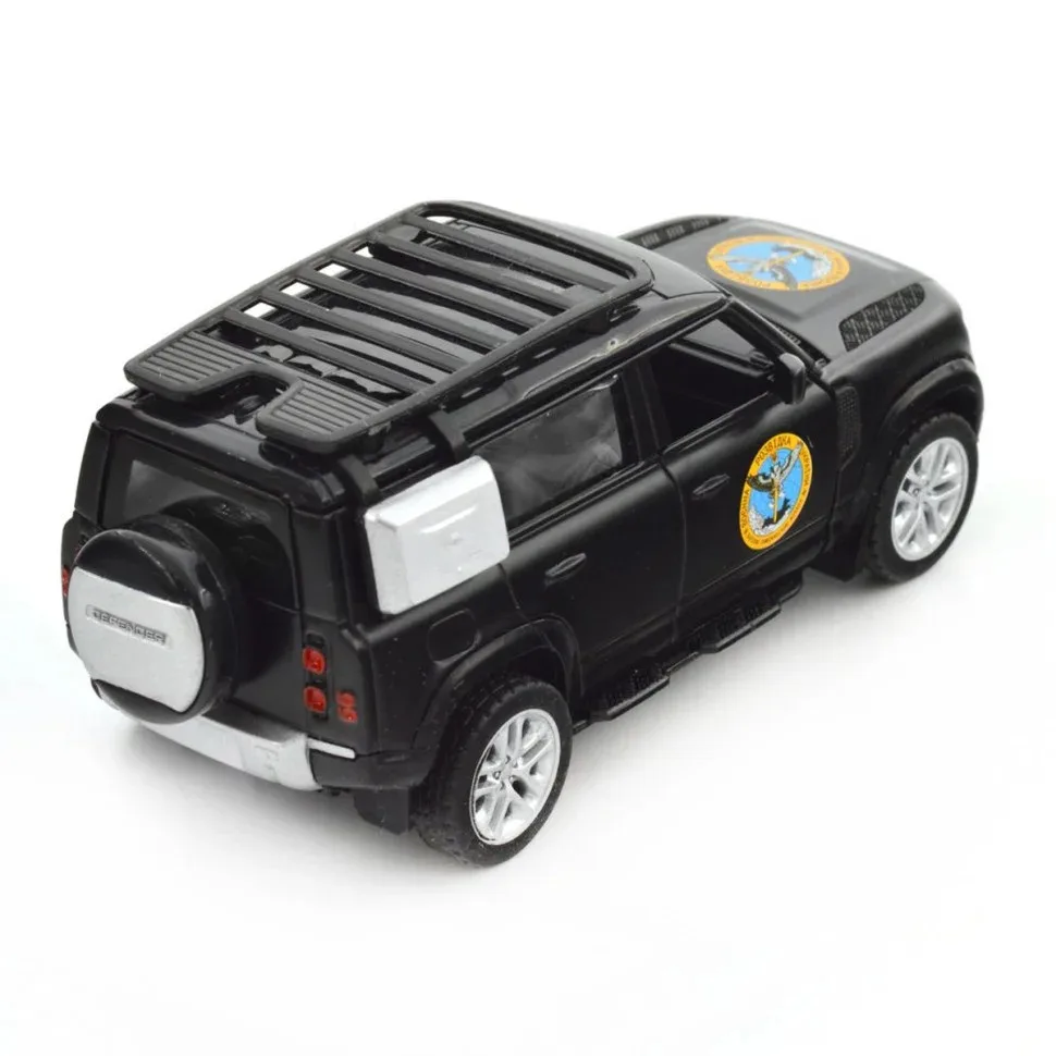 Автомодель TechnoDrive металева 1:43 зелена Шеврони Героїв Land Rover Defender 110
