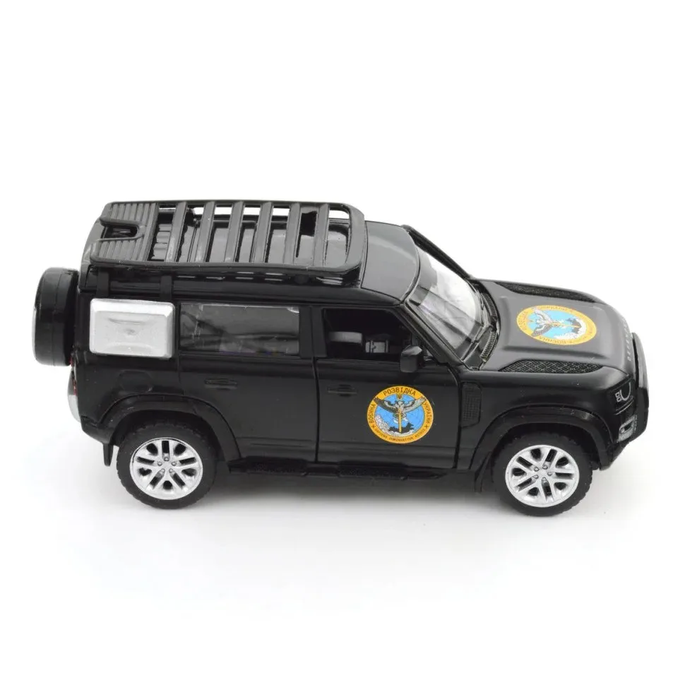 Автомодель TechnoDrive металева 1:43 зелена Шеврони Героїв Land Rover Defender 110