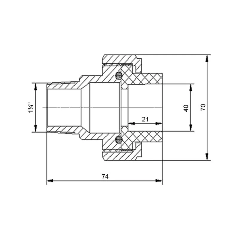 Американка 40x1 1/4" Полифузионная сварка Латунь PPR Серая