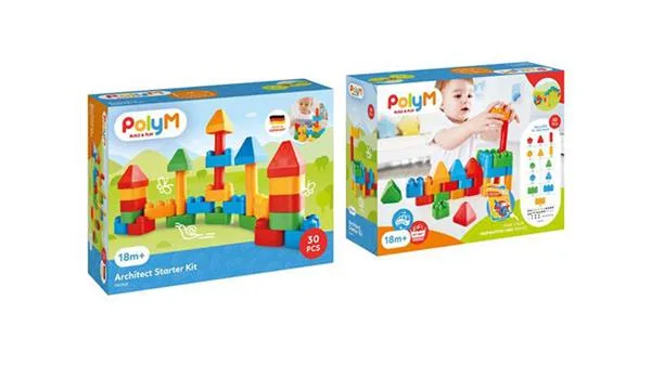 Конструктор PolyM пластик 30 деталей різнокольоровий