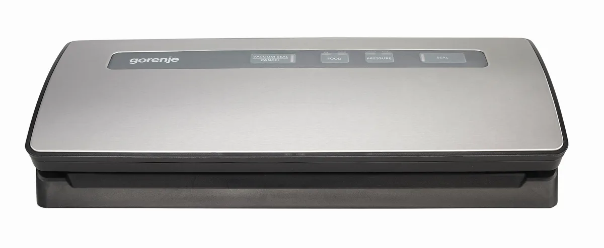 Вакуумный упаковщик Gorenje, мощность 120 Вт, ширина 30 см, электронное управление, в комплекте 10 пакетов, нержавеющая сталь, черный цвет