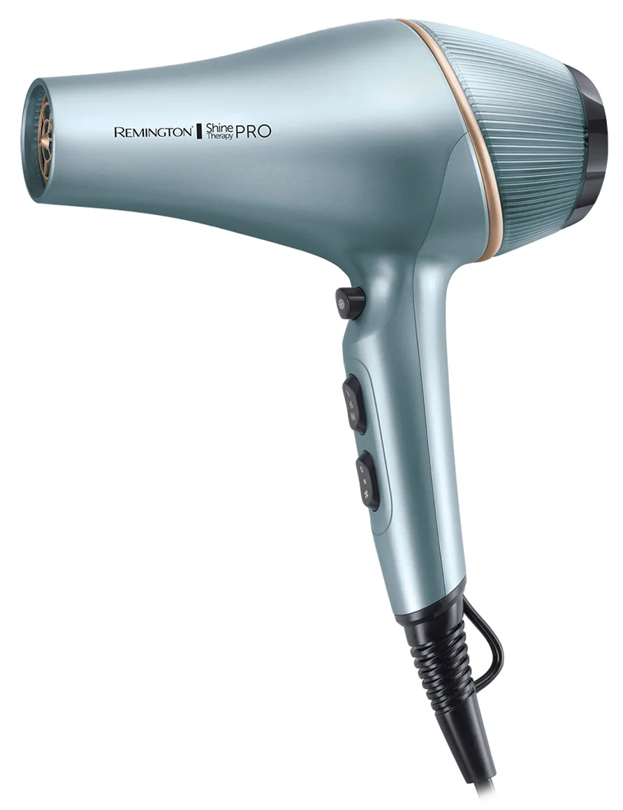 Фен Remington 2200 Вт керамический голубой с ионизацией и диффузором.