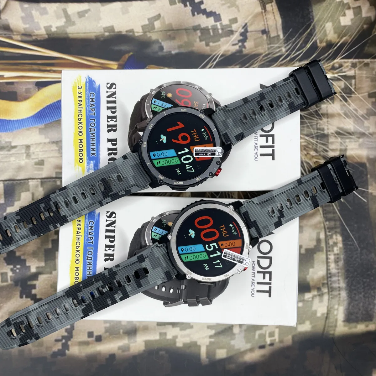 Розумні годинники Modfit Sniper Pro чорні 41 мм з фітнес-трекером і пульсометром
