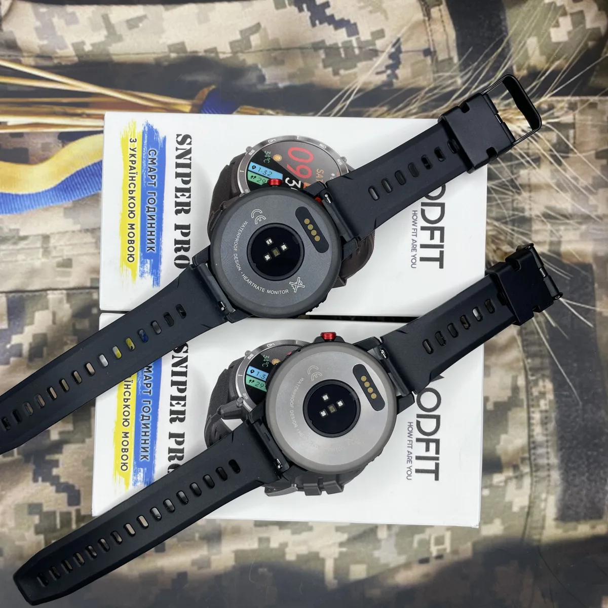 Розумні годинники Modfit Sniper Pro чорні 41 мм з фітнес-трекером і пульсометром