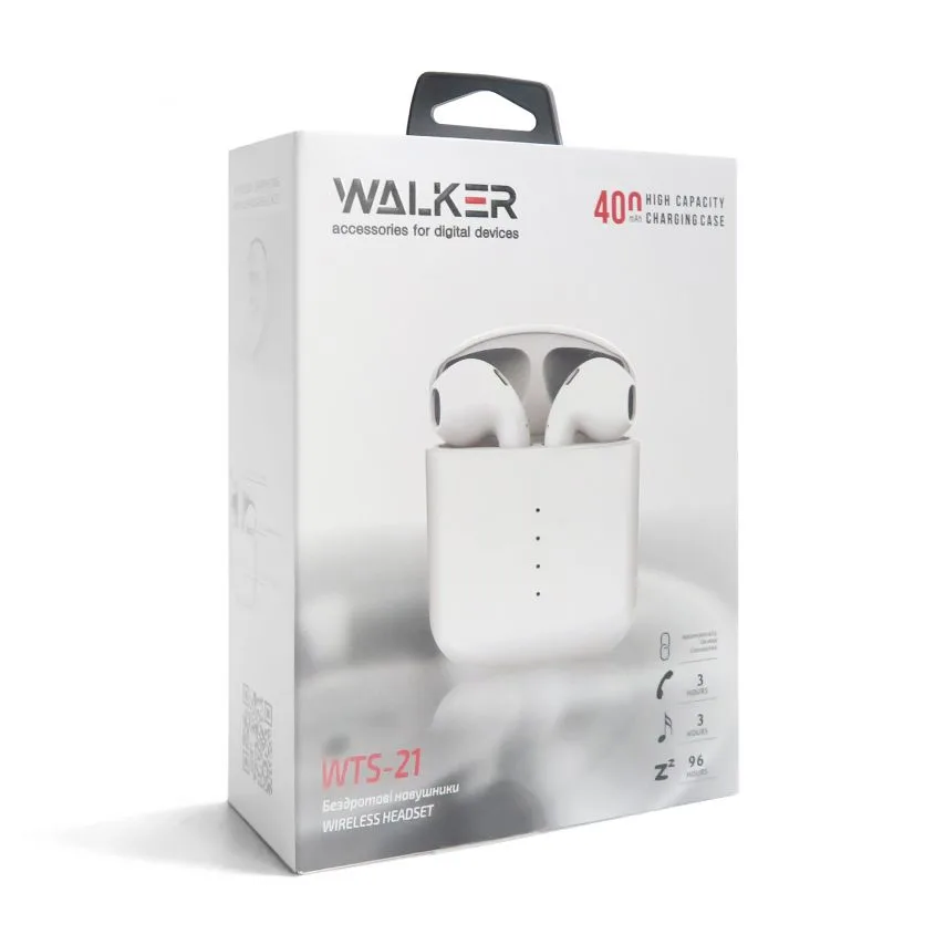 Навушники Bluetooth WALKER бездротові вкладиші білий